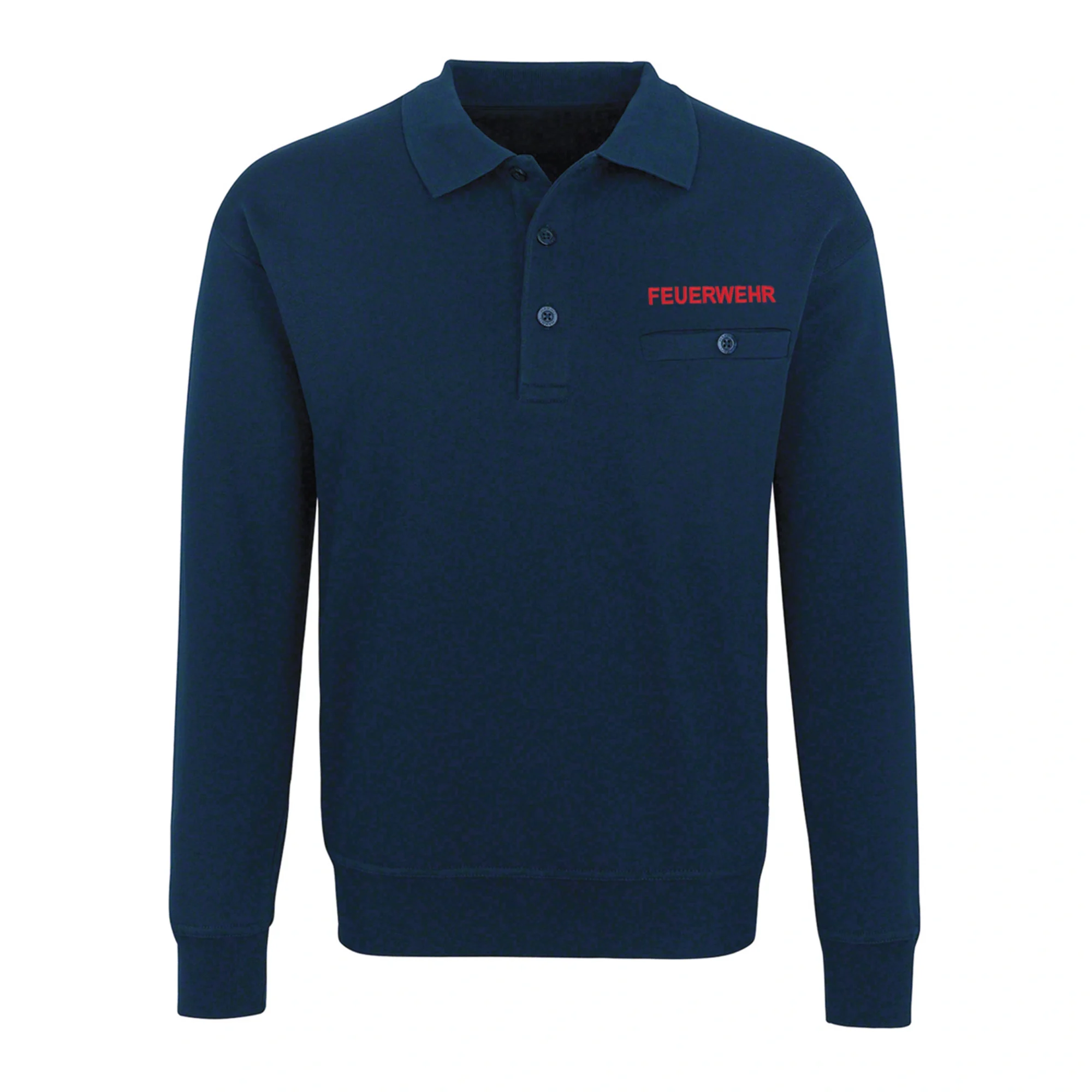 Buettner_Fire-Fashion_Kollektion_Nordrhein-Westfalen_Polo_Sweatshirt_langarm_in_marineblau_mit_feuerwehrlogo