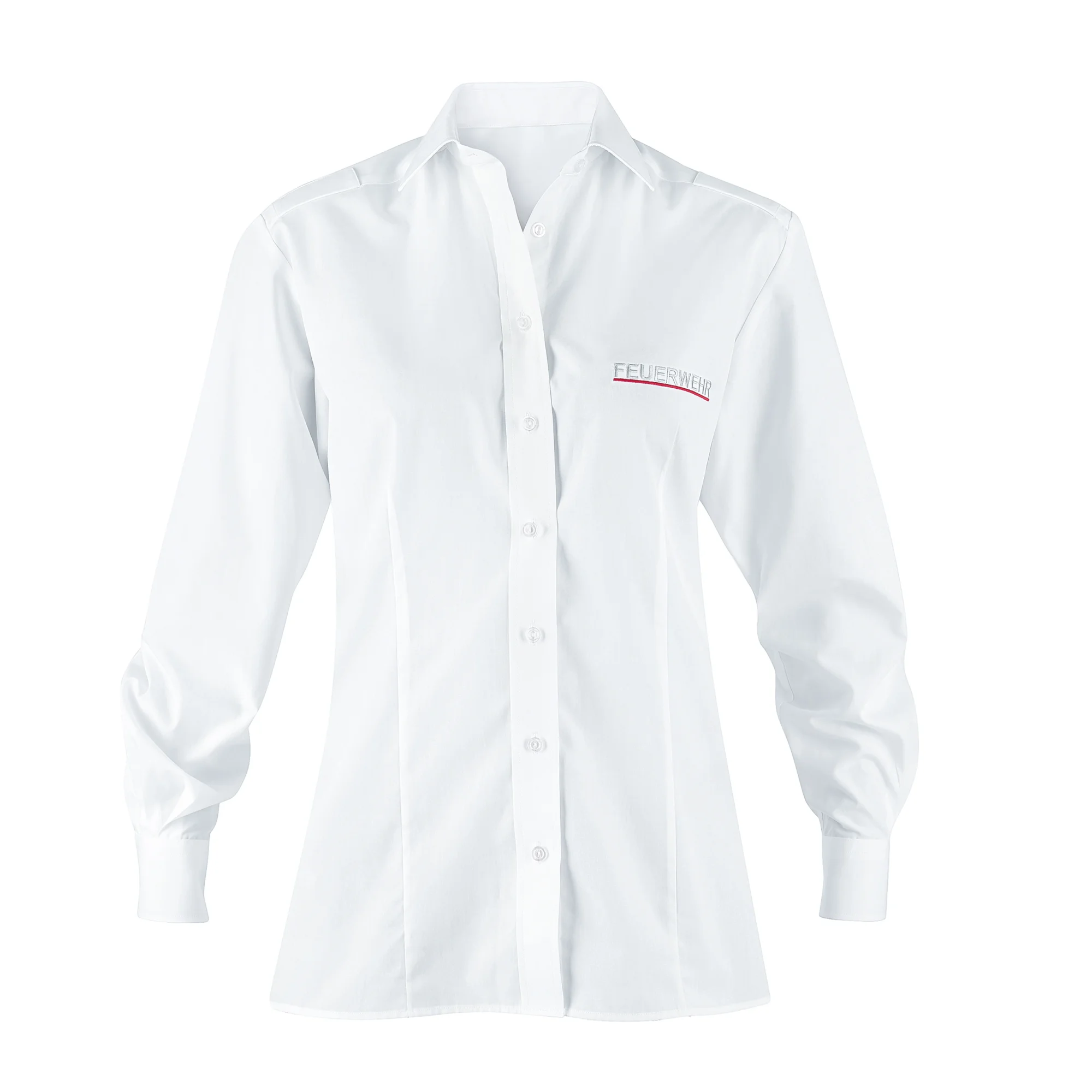 Buettner_Fire-Fashion_Kollektion_Sachsen_Dienstbluse_langarm_weiss_mit_feuerwehrlogo