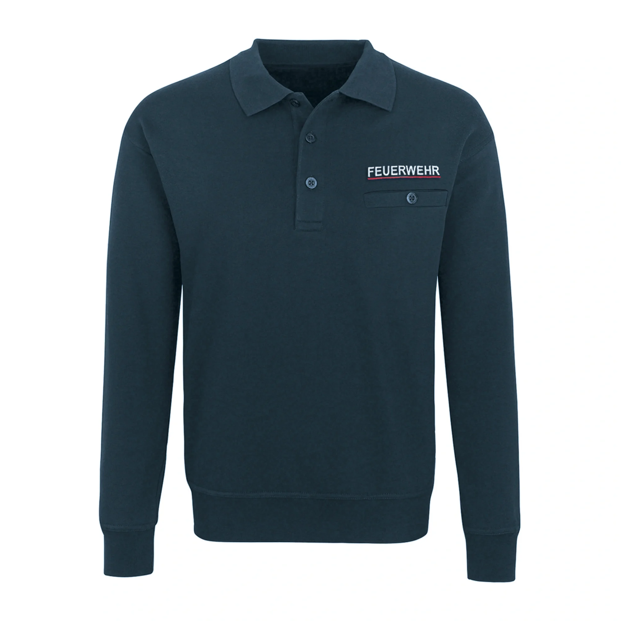 Buettner_Fire-Fashion_Kollektion_thueringen_Sweatshirt_mit_polokragen_marineblau_mit_feuerwehrlogo