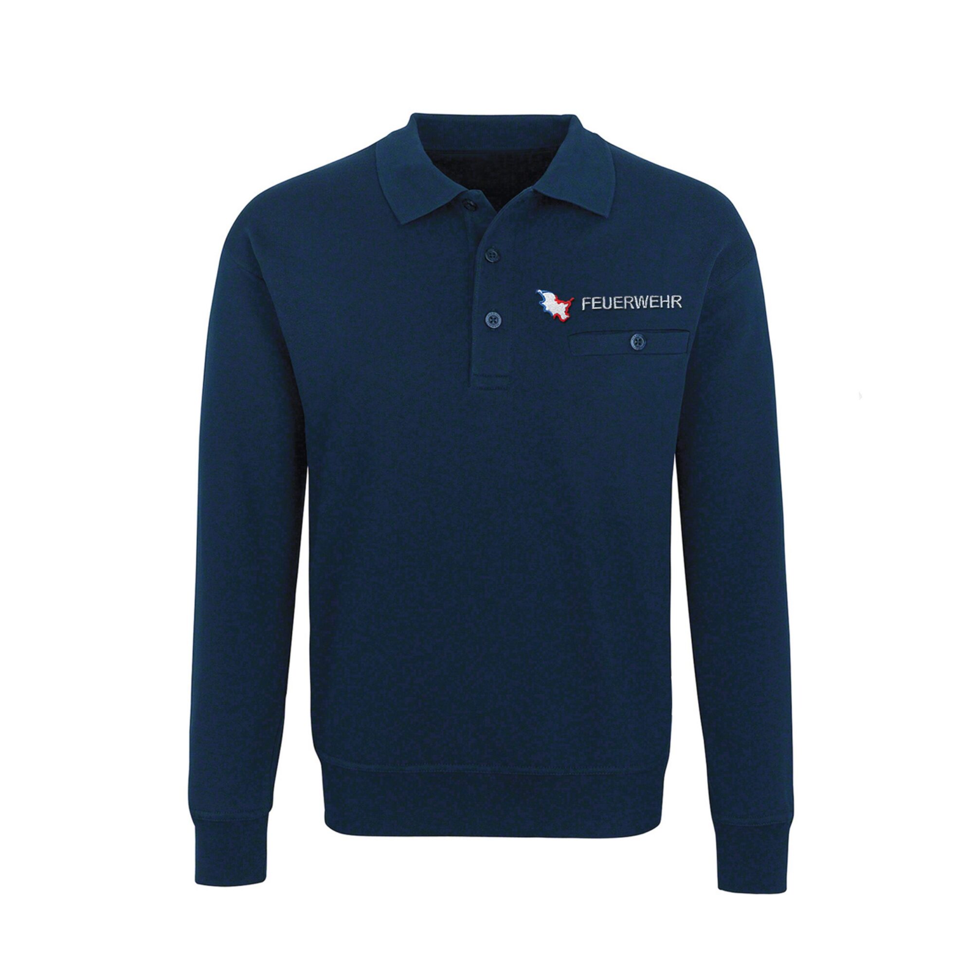 Sweatshirt Polokragen und Brusttasche Feuerwehr Schleswig-Holstein