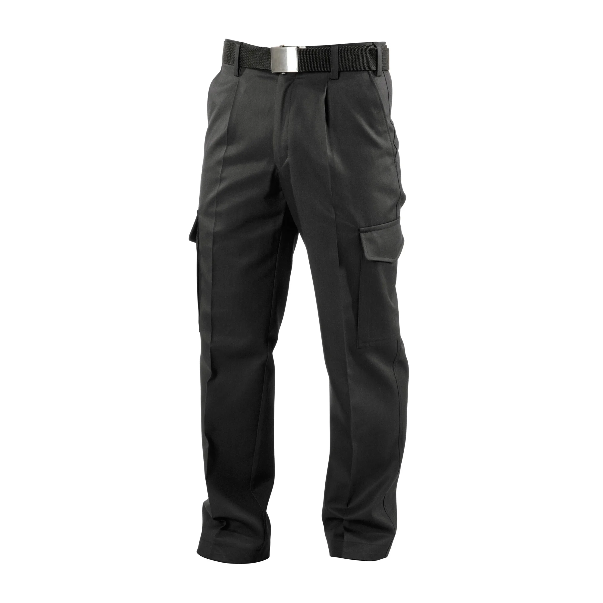 schwarze Einsatzhose der Feuerwehr Hessen von Büttner Fire Fashion mit Seitentaschen in der Vorderansicht