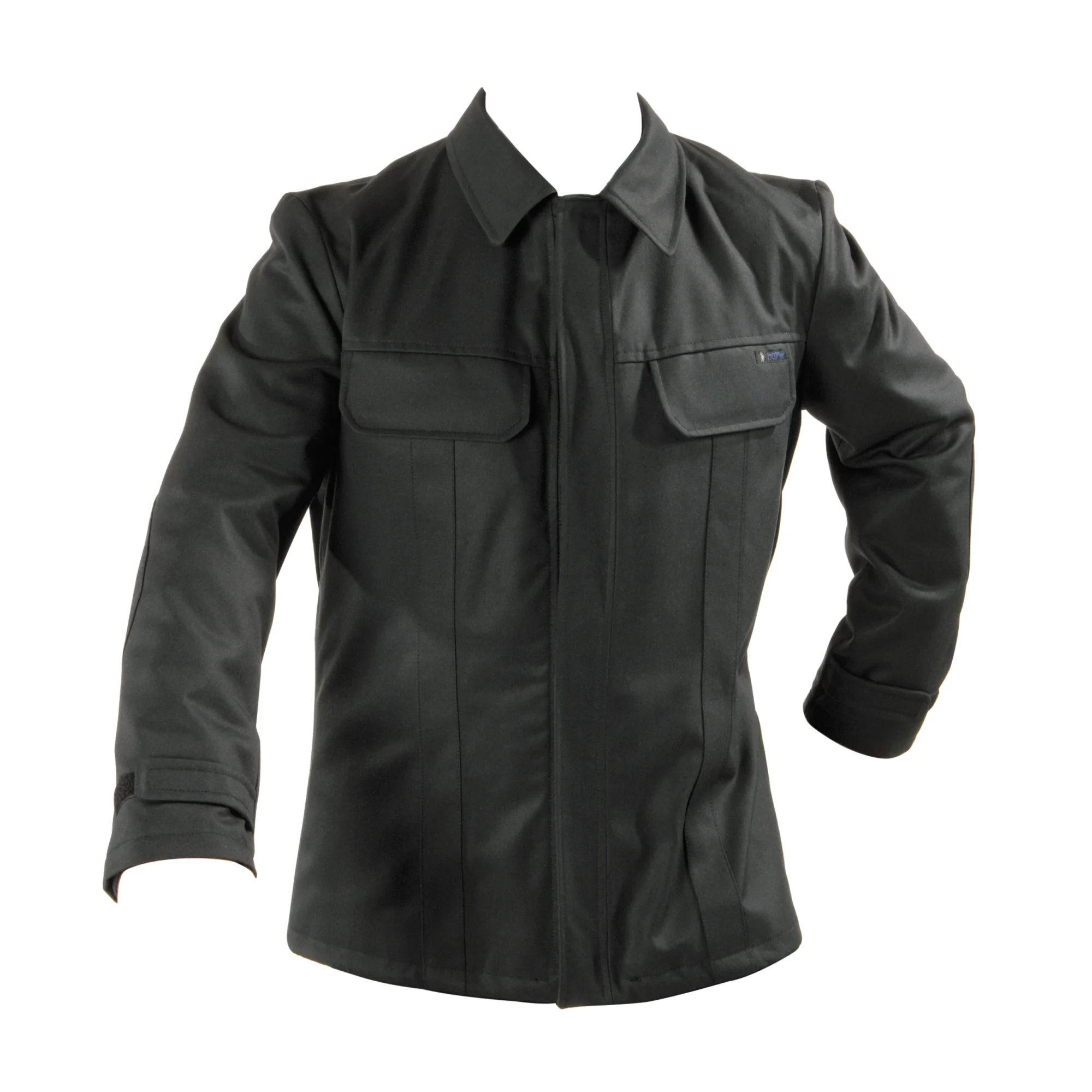 schwarze Arbeitsjacke für die Feuerwehr Hessen von Büttner Fire Fashion in der Vorderansicht