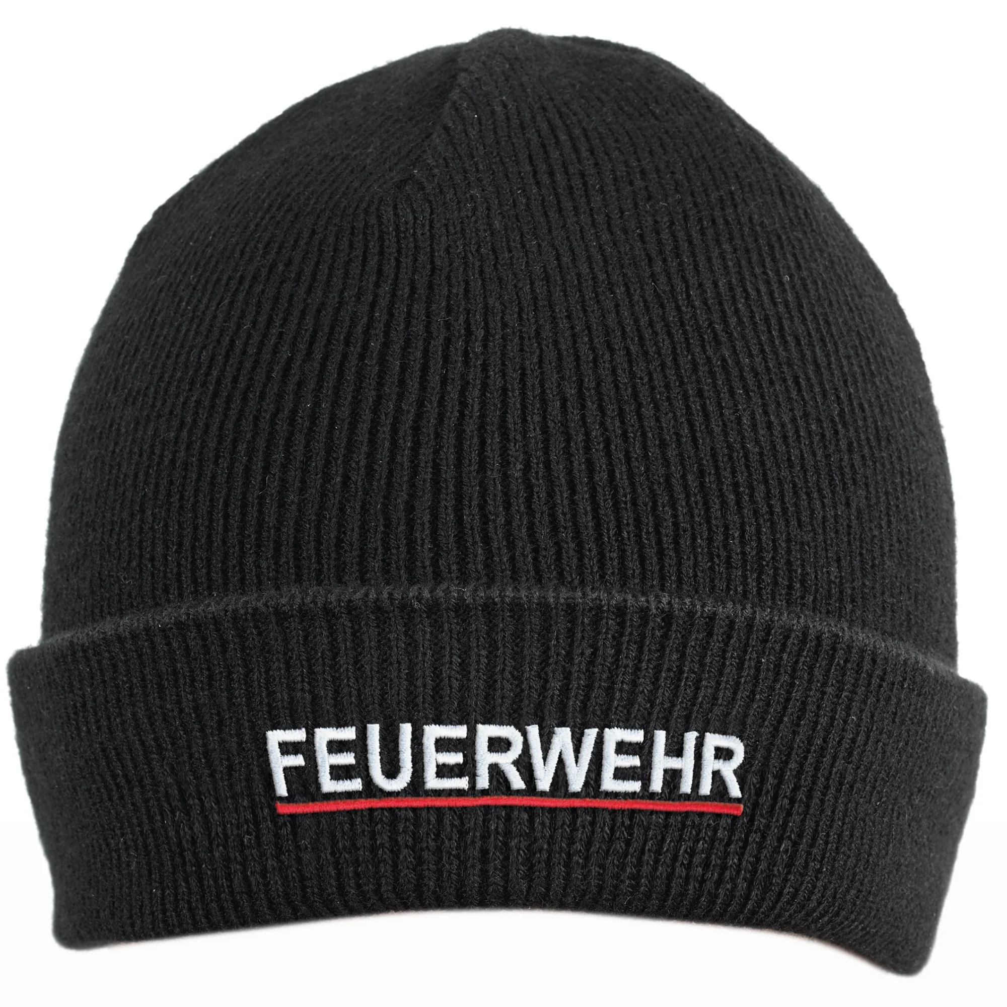 Buettner_Fire-Fashion_Kollektion_Hessen_Strickmuetze_schwarz_mit_Feuerwehrlogo